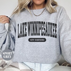Lake Winnipesaukee Sweatshirt,Vintage College University Lake Winnipesaukee New Hampshire Crewneck pullover,Unisex New Hampshire Sweater
