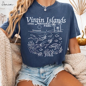 Camiseta Comfort Colors do Parque Nacional das Ilhas Virgens, Camiseta de Férias nas Ilhas Virgens Americanas, Lembrança Caribenha, Camiseta de Férias nas Ilhas Virgens