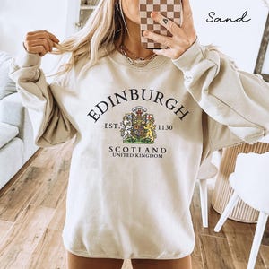 Edinburgh Sweatshirt, Scotland Flag Crewneck Pullover, Scottish Gift Souvenir, Scotland Unisex Clothing Apparel, Edinburgh Vacation Travel