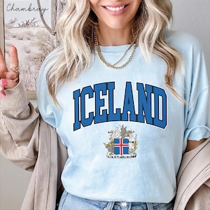 Iceland comfort colors tshirt tee, Iceland Unisex Emblem Shirt, Iceland Flag   top t shirt Gifts, Icelandic tee coat of arms