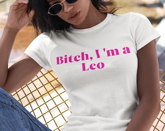 Koszulka z nadrukiem Leo, koszulka z nadrukiem znaku zodiaku Leo, Leo bitch y2k retro astrologia Modny unisexowy, duży, niebiański, pozytywny prezent dla dziewczyny na urodziny