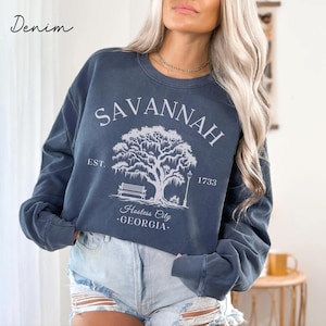 Savannah Comfort Colors® Sweatshirt, Georgia Unisex Pullover, Savannah Crewneck Travel Gift Souvenir, Georgia Holiday