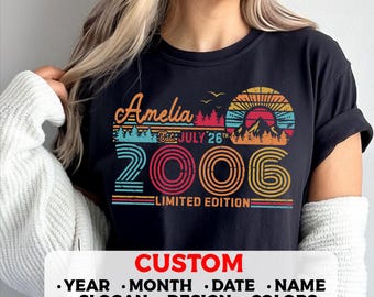 20th Birthday Retro Custom T-Shirt, 2006 Birthday Personalized Unisex Crewneck Sweatshirt, Hoodie, Twentieth Bday Mug Present