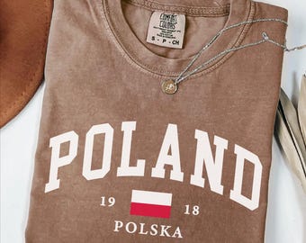 Poland Flag comfort colors tshirt, Polish shirt, Warsaw Holiday tee, Polish Travel Gift Souvenir