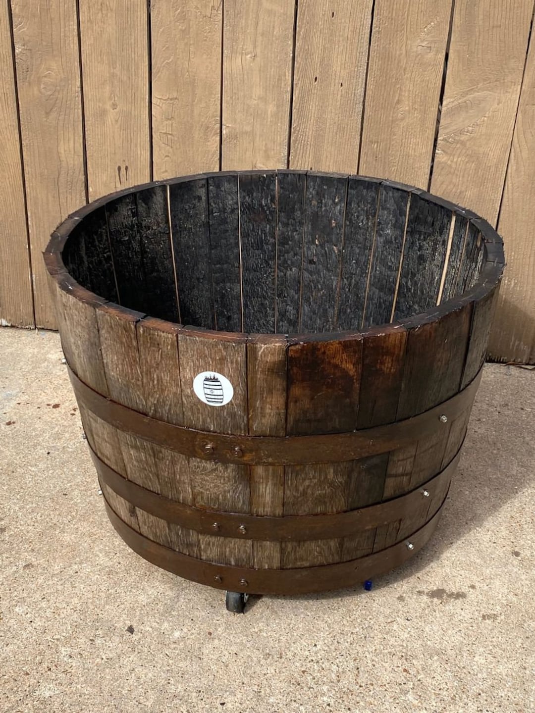 Whiskey Barrel Planter on Caster Wheels Etsy