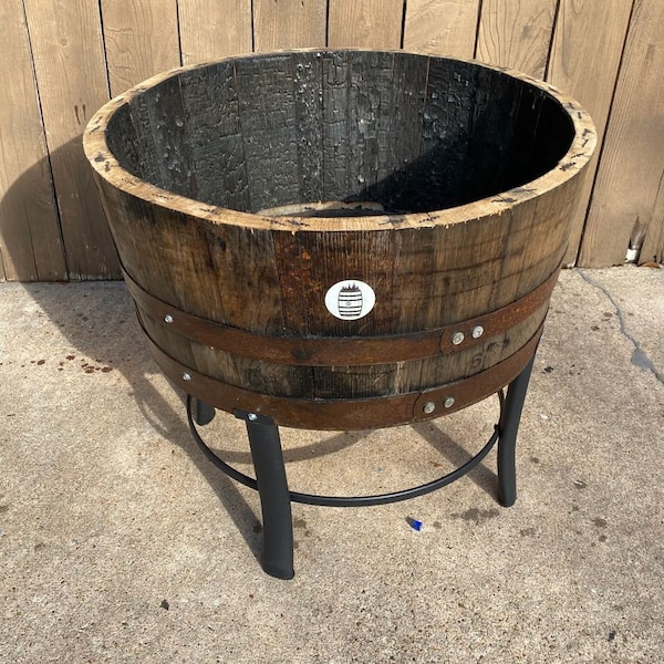 Raised Whiskey Barrel Planter