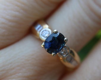 Sapphire and Diamond Ring, 14k Yellow Gold