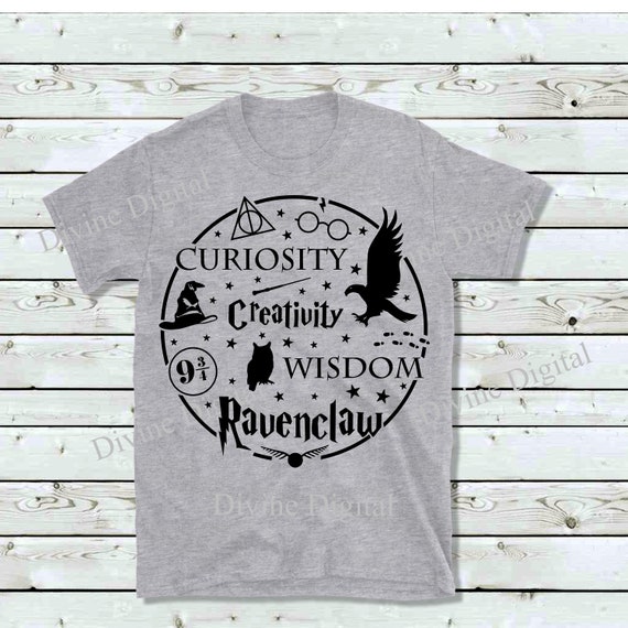 Scan File Cutting Cricut Silhouette Cut Machines Vinyl Ravenclaw HP Shirt SVG - Houses Brother Bubble Word for Etsy N