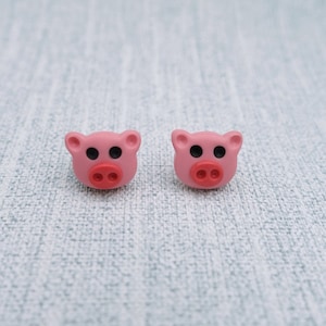 SCHWEINCHEN OHRRINGE | Handgefertigt mit Polymer Clay | Geschenk, Vorbeikommen, Für Sie, Frühling, Ostern | Rosa, Niedlich, Hypoallergen