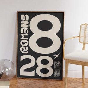 Póster tipográfico con impresión de versículos bíblicos, arte de pared cristiano moderno, póster retro, decoración de pared religiosa, galería de arte de pared, regalos cristianos, dormitorio