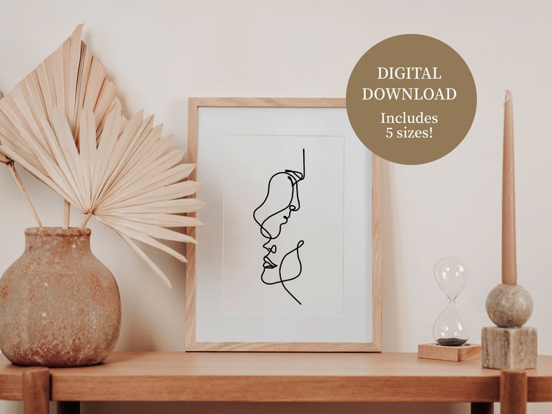 Man & Woman Line Art Print Instant Download Printable Wall | Etsy