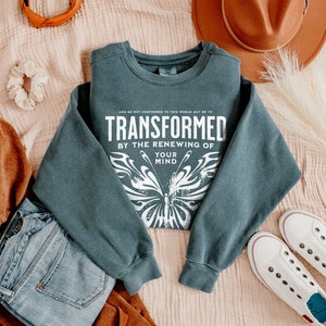 Christian Sweatshirt Comfort Colors Christian TShirts Bible Verse Shirt Christians T Shirts Jesus Apparel Faith Shirts Butterfly Crewneck