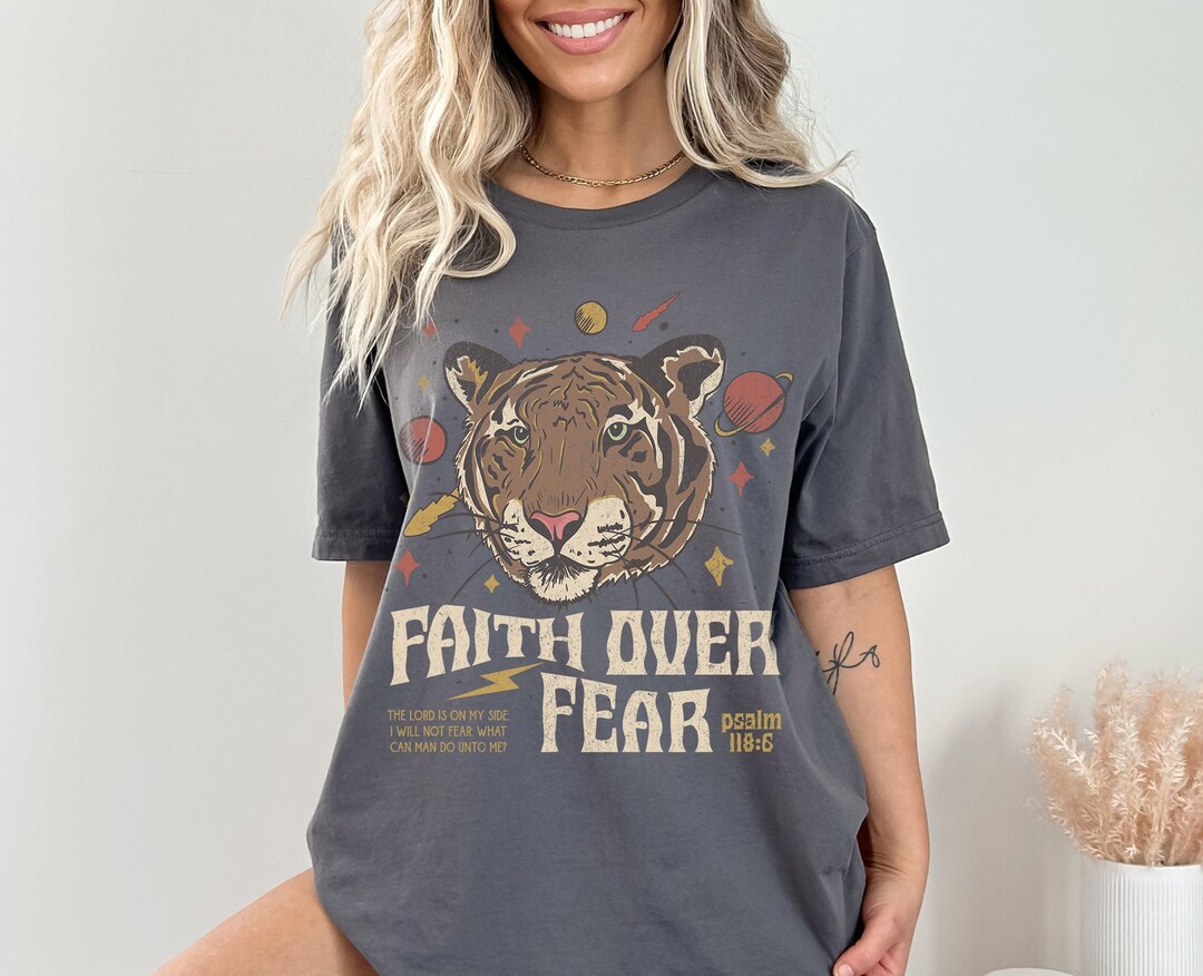 Faith Over Fear Vintage Christian Shirt Worship Shirt Faith Based Shirt ...
