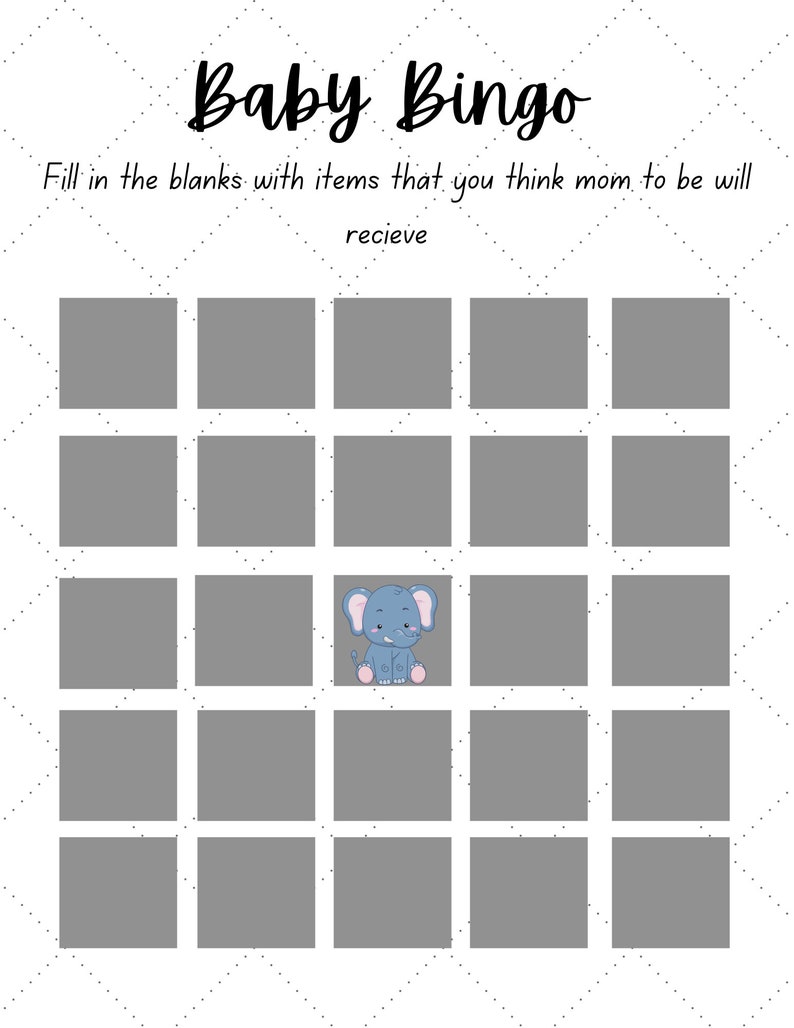 Baby Shower Bingo Etsy