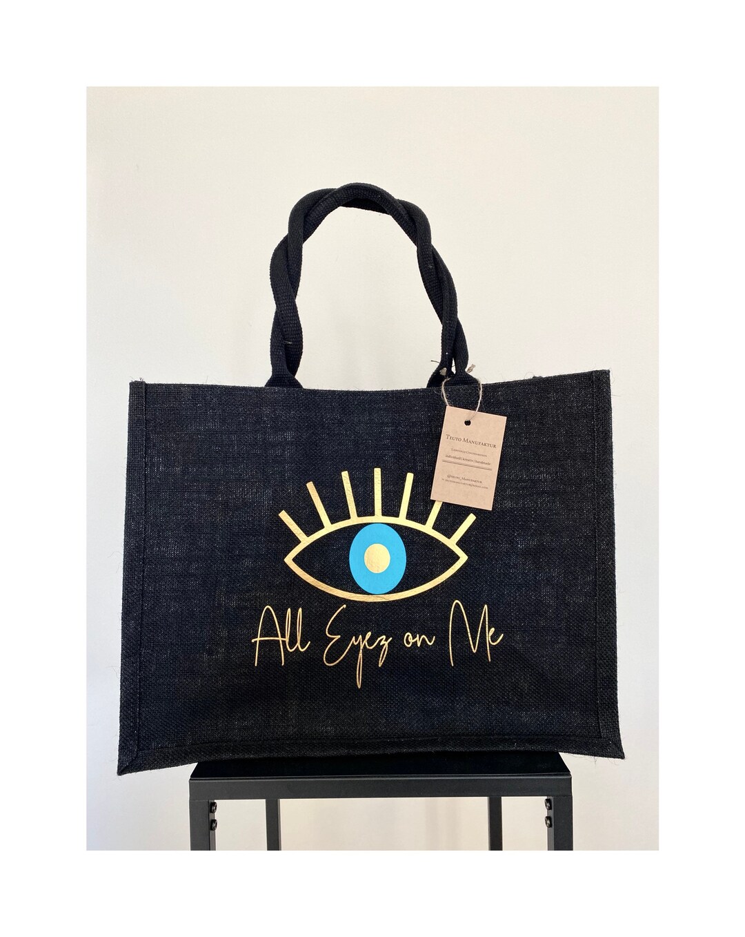 Jute Tasche Evil Eye I Nazar Auge Spruch I Shopper schwaz I Etsy.de