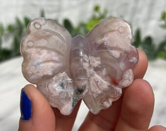 Gorgeous Flower Agate Crystal Butterfly, Natural Flower Agate Butterfly Carving