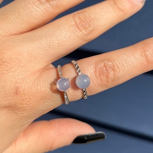 ONE (1) Beautiful Lavender Moon Quartz Ring, Adjustable 925 Sterling Silver Jewelry