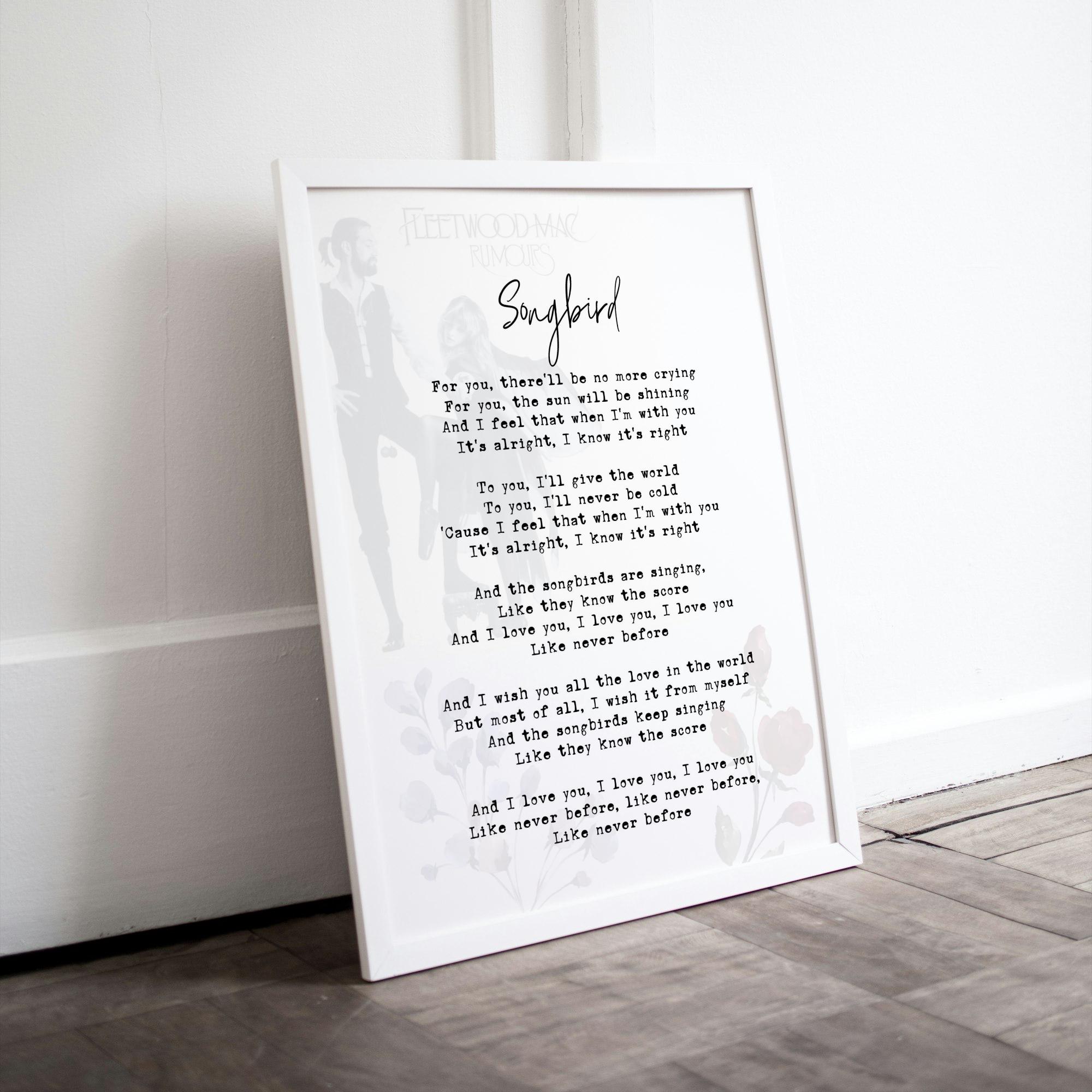 Songbird | Fleetwood Mac | Song Lyrics | Wall Art | Trendy Wall