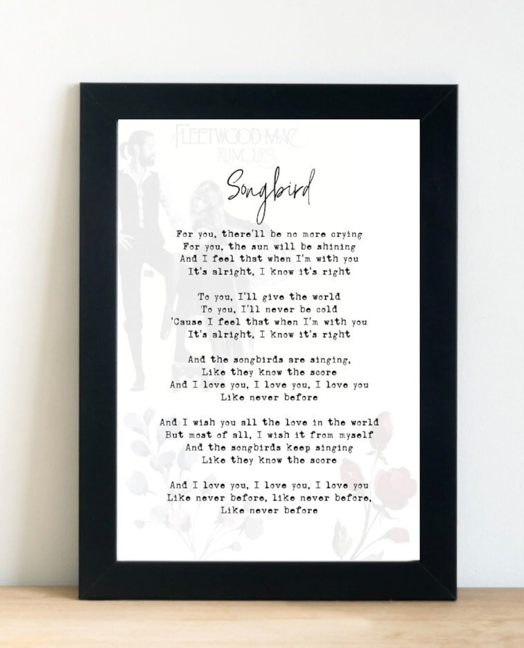 comings SONGBIRDS 7inch 歌詞カード付き Songbird | Fleetwood Mac | Song Lyrics | Wall Art | Trendy Wall