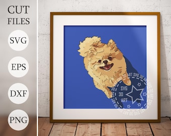 Pomeranian dog 3D Shadow Box SVG: Pet Memorial Gift (Digital Download), laser cut files