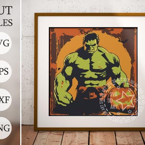 Super-héros 3D Shadow Box SVG, fichiers superposés pour Cricut, papier cartonné SVG, fichier DXF découpé au laser, bandes dessinées de super-héros verts 3D, boîte d'ombre d'Halloween