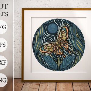 Papillon de nuit 3D Shadow Box SVG, fichiers en couches pour Cricut, papier cartonné SVG, découpé au laser