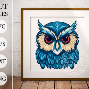 Hibou 3D Shadow Box SVG, fichiers en couches pour Cricut, papier cartonné SVG, fichier DXF découpé au Laser oiseau, fleurs 3D