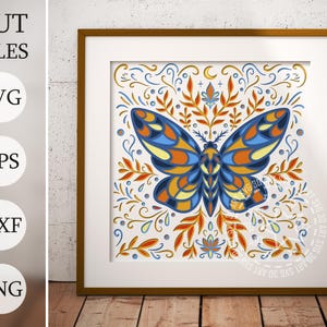 Papillon 3D Shadow Box SVG – Fichiers découpés en couches pour Cricut et laser | Conception florale d'aile | Modèle d'artisanat naturel