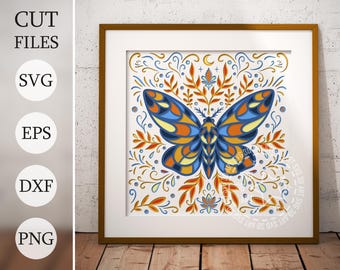 Butterfly 3D Shadow Box SVG: Floral Wing Laser Cut File (Digital Download
