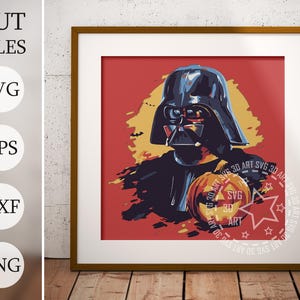 Star wars 3D Shadow Box SVG, fichiers en couches pour Cricut, dv cartonné SVG, boîte d'ombre d'automne, vader découpé au laser, boîte d'ombre d'Halloween