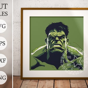 Superhero 3d Shadow Box SVG, pliki warstwowe dla Cricut, Cardstock SVG, komiksy Plik DXF wycinany laserowo, 3d zielone komiksy o superbohaterach