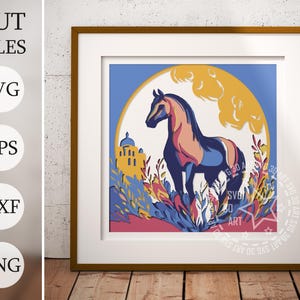 Het gebochelde paard 3D Shadow Box SVG – gelaagde snijbestanden voor de Cricut en laser | Russisch sprookjedecor | Sjabloon Fantasiekunst