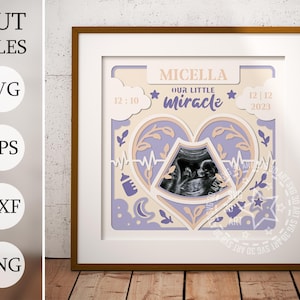 Échographie pour bébé Shadow Box SVG – Fichiers de découpe en couches pour Cricut et laser | Souvenir de grossesse | Modèle de cadeau de femme enceinte