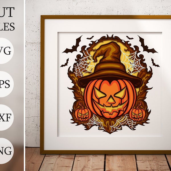 Halloween Pumpkin 3d Fall Shadow Box SVG, Fall Season, Layered Files For Cricut, Cardstock SVG, Laser cut DXF file Halloween Pumpkin 3d Fall Shadow Box SVG, Fall Season, Layered Files For Cricut, Cardstock SVG, Laser cut DXF file