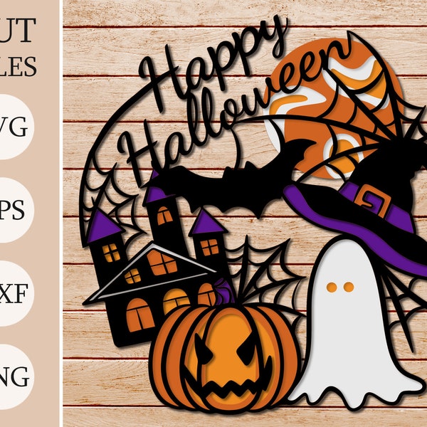 Pumpkin Halloween Ghost 3d Shadow Box SVG, Layered Files For Cricut, Laser cut DXF, Cardstock SVG Pumpkin Halloween Ghost 3d Shadow Box SVG, Layered Files For Cricut, Laser cut DXF, Cardstock SVG