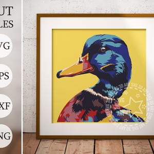 Canard Portrit 3D ombre boîte SVG, fichiers en couches pour Cricut, canard Portrit papier cartonné SVG, DXF découpé au Laser