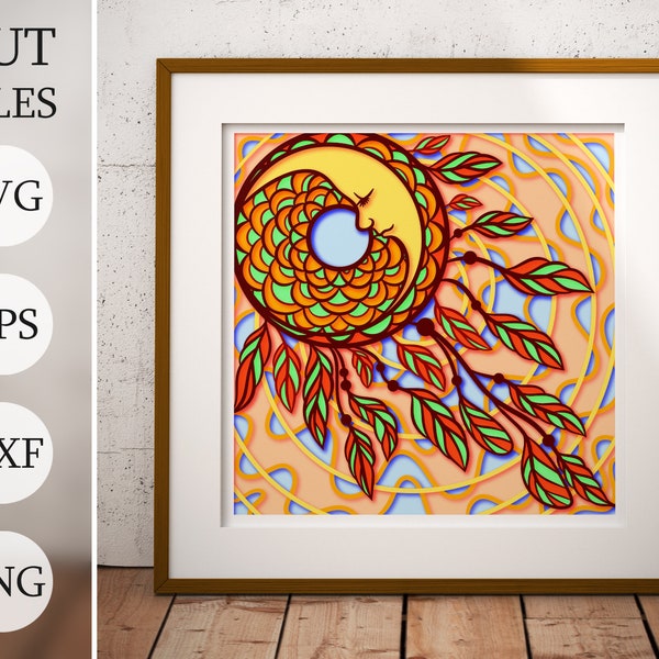 Dream Catcher 3d Shadow Box SVG, Layered Files For Cricut, Cardstock SVG, Laser cut Dream Catcher 3d Shadow Box SVG, Layered Files For Cricut, Cardstock SVG, Laser cut