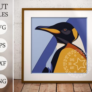 Antarctica Penguin Portrait 3d Shadow Box SVG, Layered Files For Cricut, Cardstock SVG, Laser cut DXF file, 3d Penguin Portrait svg