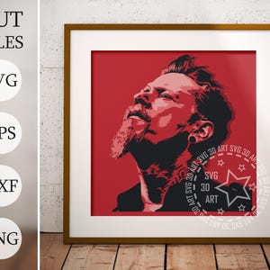 James 3D Shadow Box SVG, fichiers en couches pour Cricut, papier cartonné SVG, fichier DXF découpé au laser, boîte d'ombre de bande de métal, svg de groupe de rock