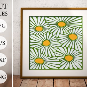 Daisy Flowers 3D Shadow Box SVG, layered svg, laser cut files, dxf files, svg files for laser,  3d flower svg, cricut projects