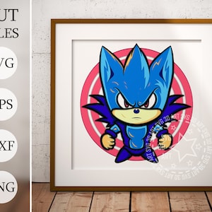 Sonic 3d Shadow Box SVG, archivos en capas para Cricut, cartulina SVG de Sonic azul, Mandala Super Sonic, corte láser