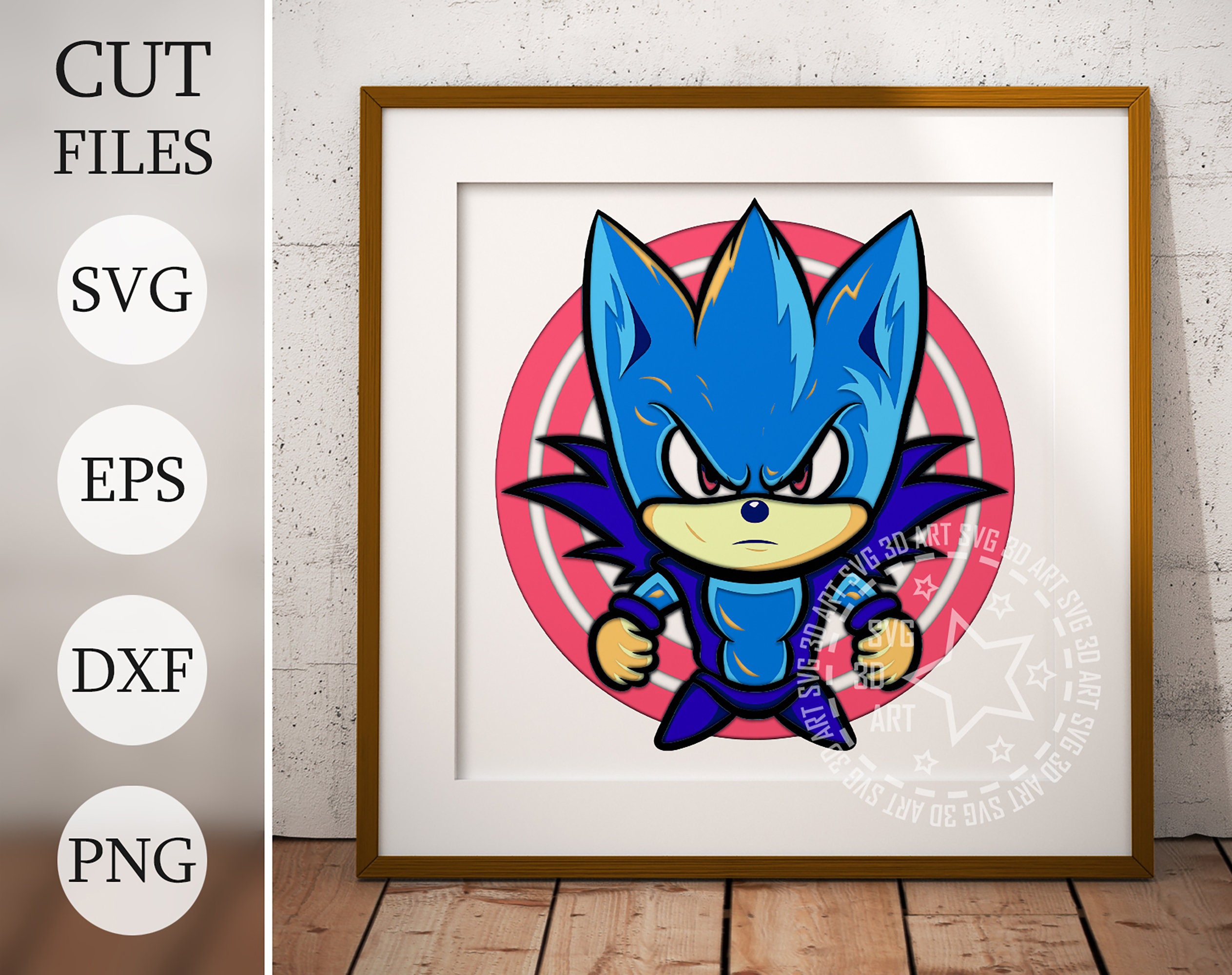 Sonic 3D Shadow Box SVG: Layered Mandala Files for Cricut, Laser