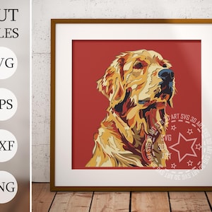 Golden Retriever cane 3d Shadow Box SVG, regalo per animali domestici, progetti Cricut, regalo commemorativo per animali domestici, laser svg, file tagliati al laser, scatola delle ombre per animali