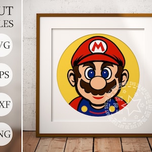 Mario 3d Schattenbox SVG, Layered-Dateien für Cricut, Karton SVG, Laserschnitt-Dateien, Schattenbox SVG-Dateien, benutzerdefinierte Schattenbox