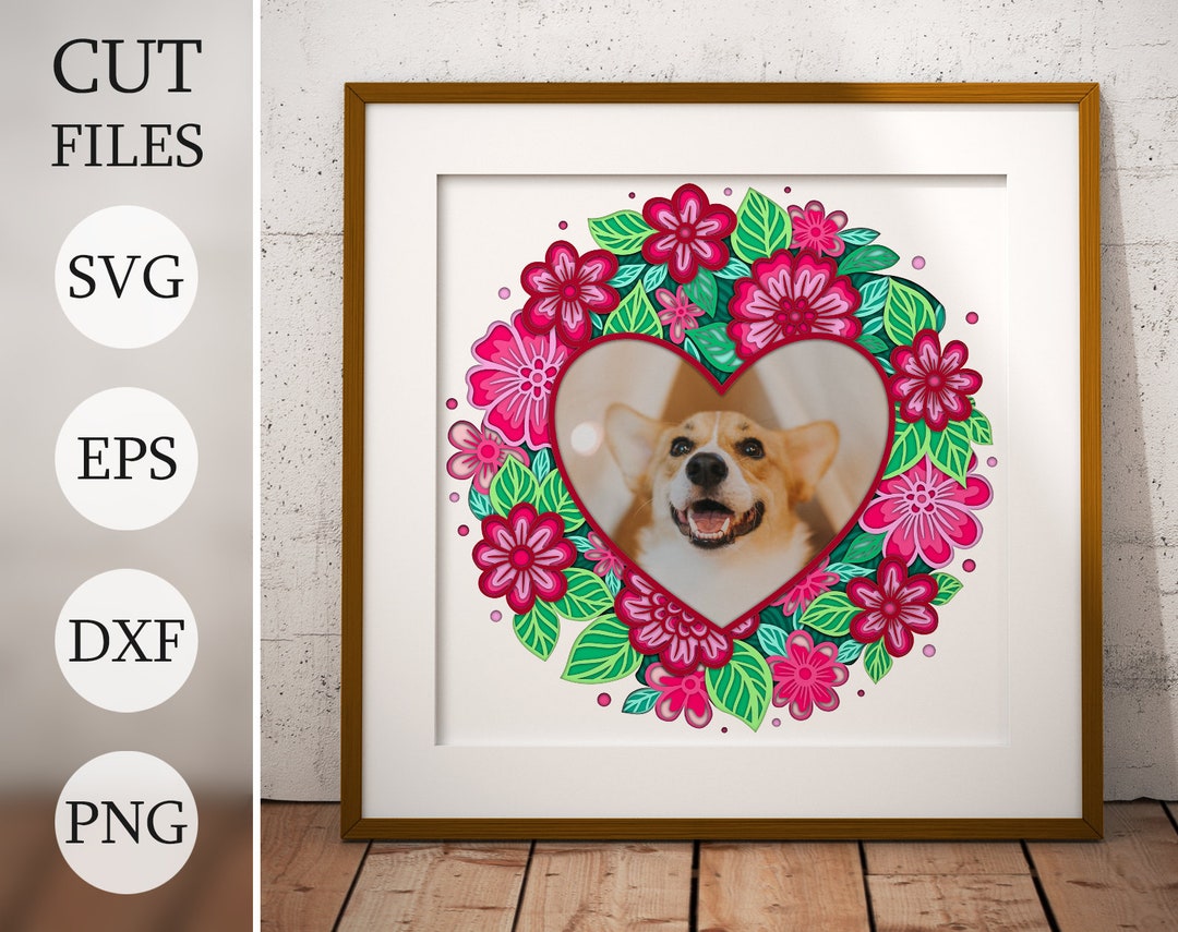 Floral Heart 3d Shadow Box SVG, Layered Files for Cricut, Cardstock SVG ...