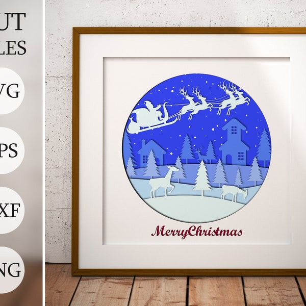 Santa Claus 3d Shadow Box SVG, Layered Files For Cricut, Cardstock SVG, Laser cut DXF File Santa Claus 3d Shadow Box SVG, Layered Files For Cricut, Cardstock SVG, Laser cut DXF File