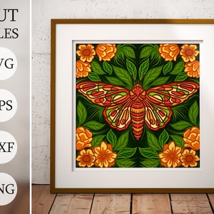 Papillon 3D Shadow Box SVG, svg en couches, fichiers découpés au laser, fichiers dxf, fichiers svg pour laser, svg fleur 3D, projets cricut