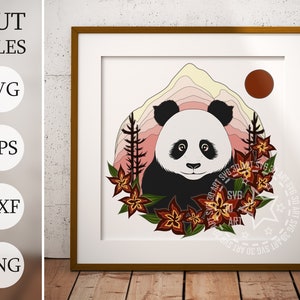 Panda 3D Shadow Box SVG, fichiers en couches pour Cricut, papier cartonné SVG, fichier DXF découpé au laser Panda, svg Panda 3D