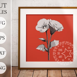 Flower 3D Shadow Box SVG – Layered Cut Files for Cricut & Laser | Mediterranean Decor | Botanical Craft Template