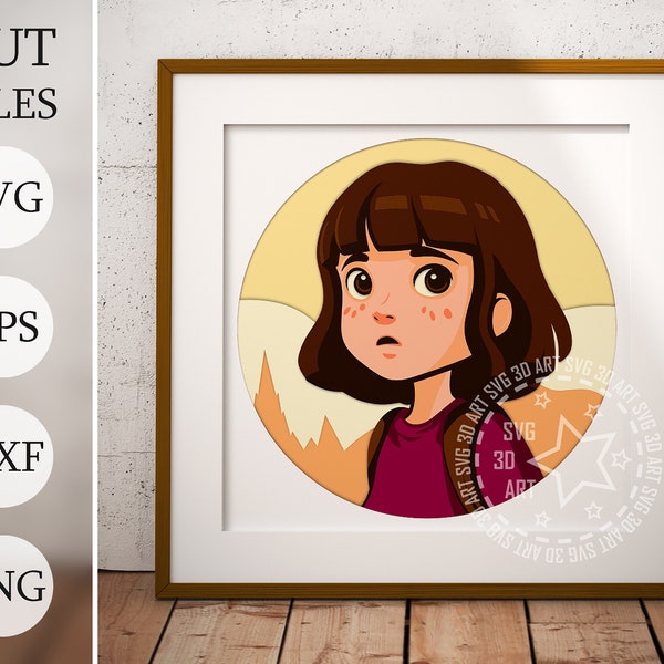 Dora 3d Shadow Box SVG, Layered Files For Cricut, the explorer Cardstock SVG, Mandala Mario, Laser cut